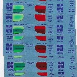 26- 1953 original 9" un-cut Harvey Comics 3-D Magic Specs lot Set of 26 Glasses